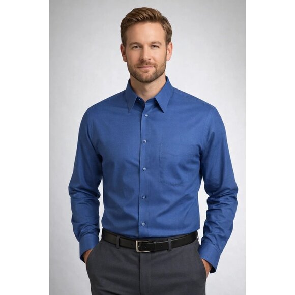 Pronto Uomo Blue Woven texture Dress Shirt Size Large - Picture 6 of 6